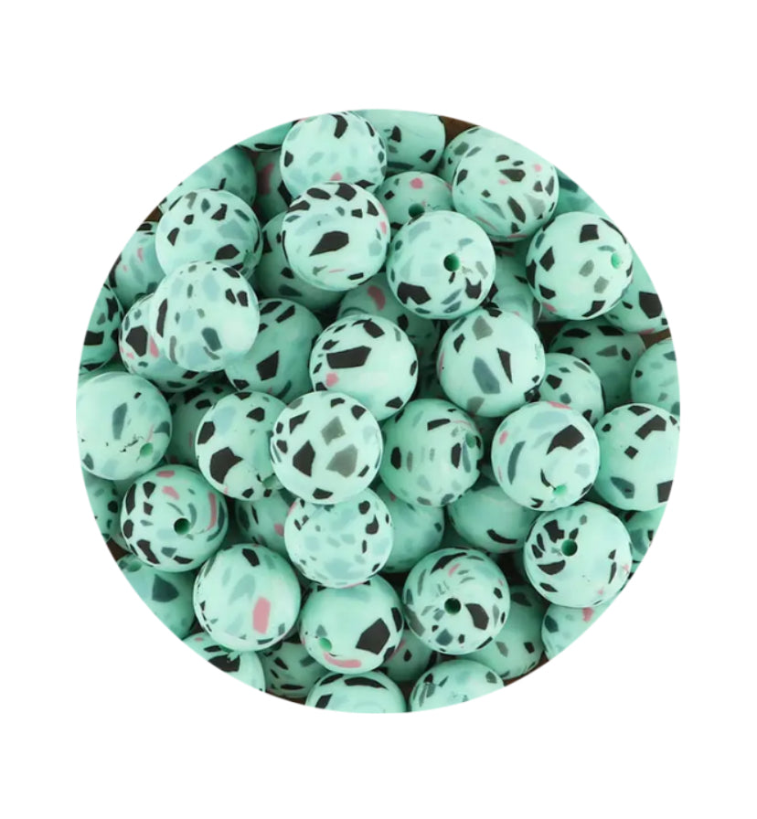 Mint Green Stone Silicone Beads