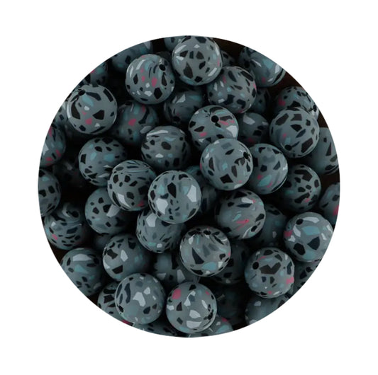 Dark Grey Stone Silicone Beads