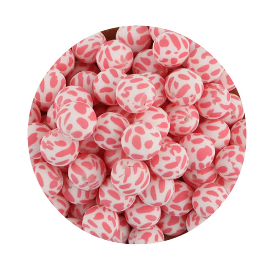 Pink Cow Silicone Beads