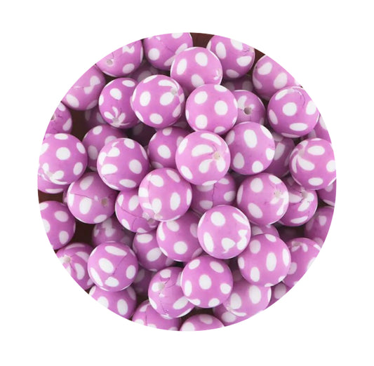 Purple Polka Dot Silicone Beads