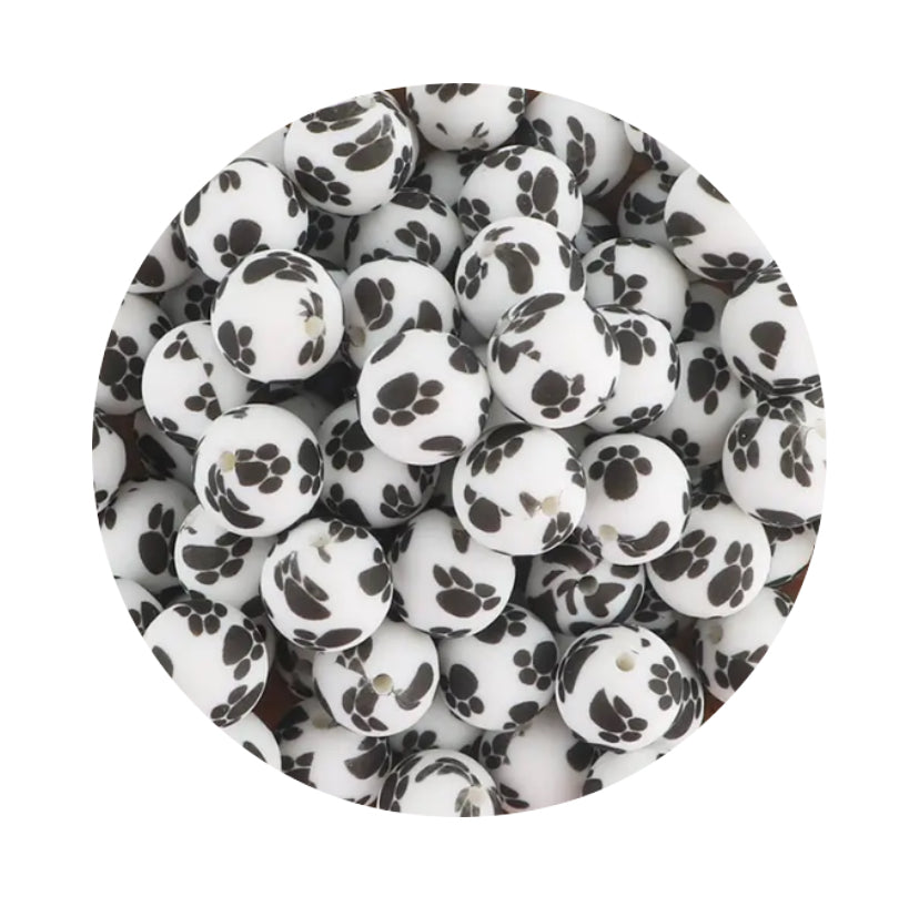 Dog Paw Print Silicone Beads