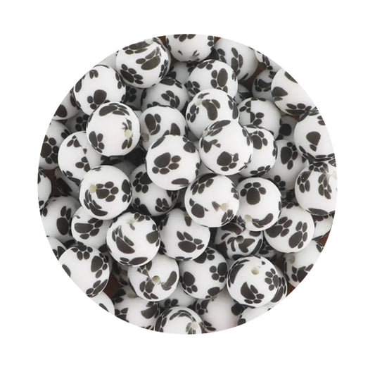 Dog Paw Print Silicone Beads