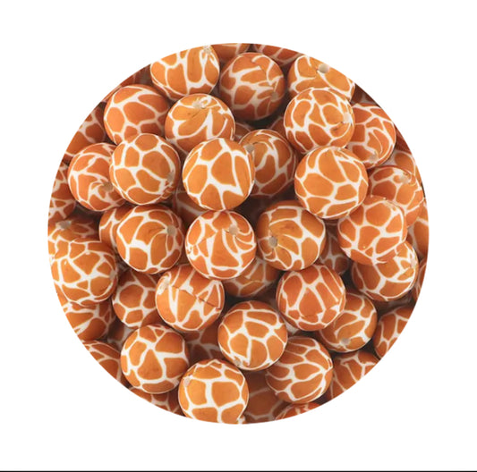 Giraffe Print Silicone Beads