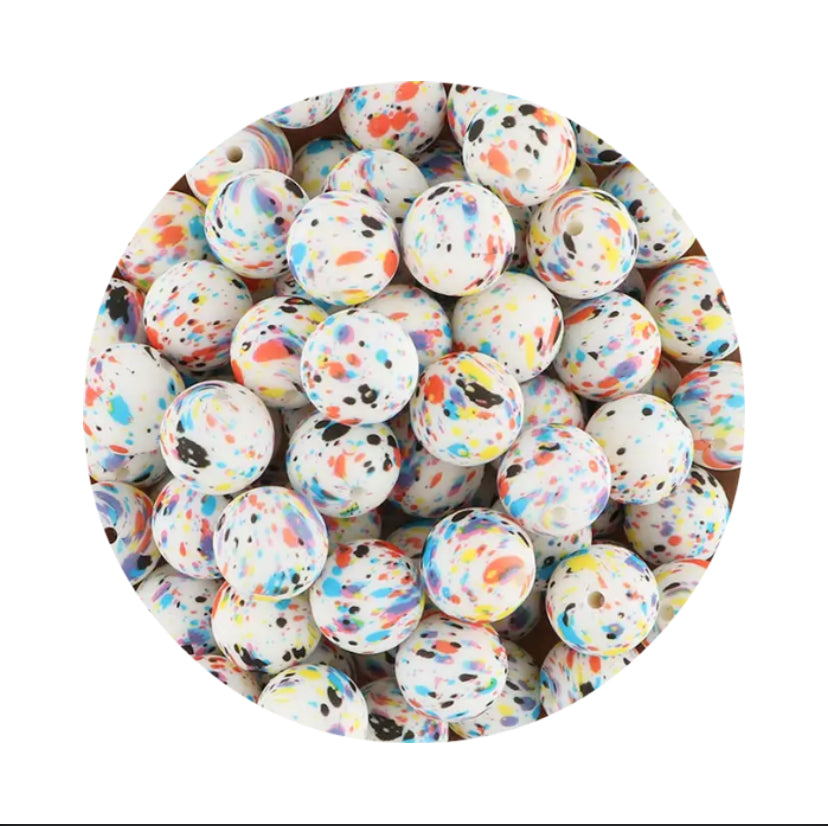 Paint Splatter Silicone Beads