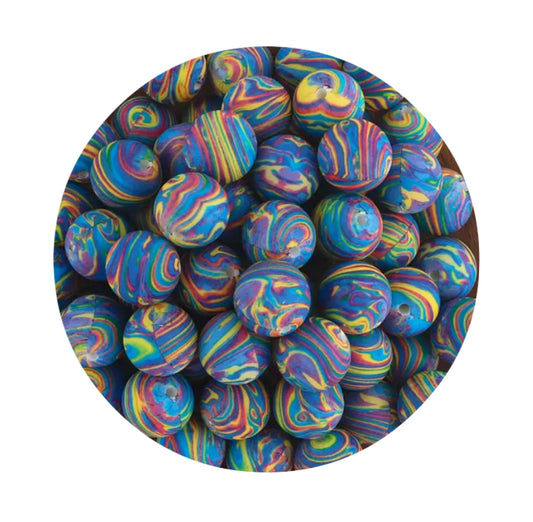 Rainbow Tie Dye Silicone Beads