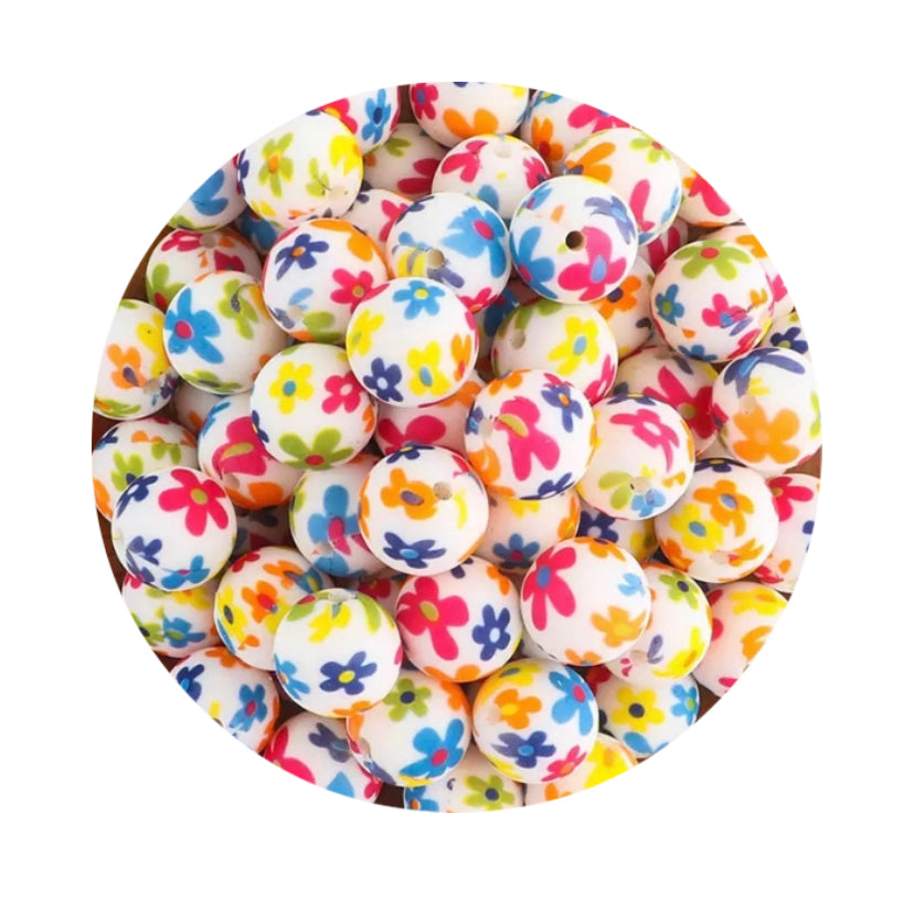 Retro Flower Silicone Beads