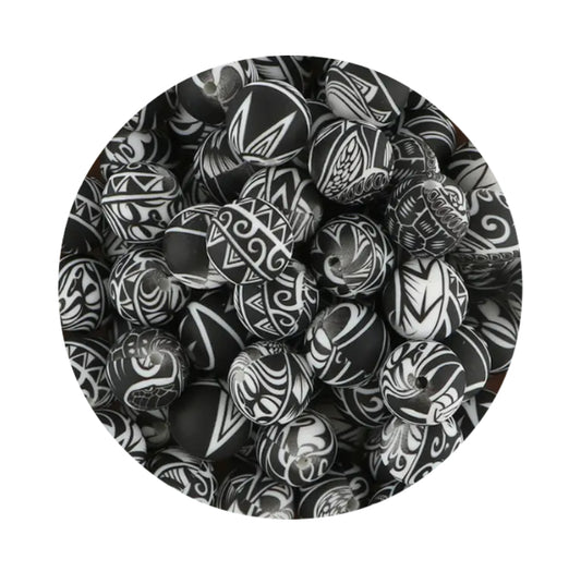 Tribal Print Silicone Beads