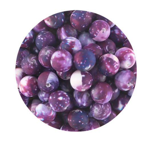 Purple Galaxy Silicone Beads