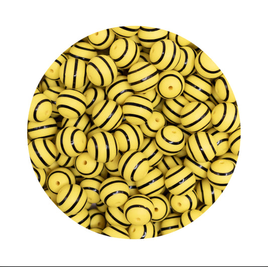 Yellow with Black Stripes Silicone Beads