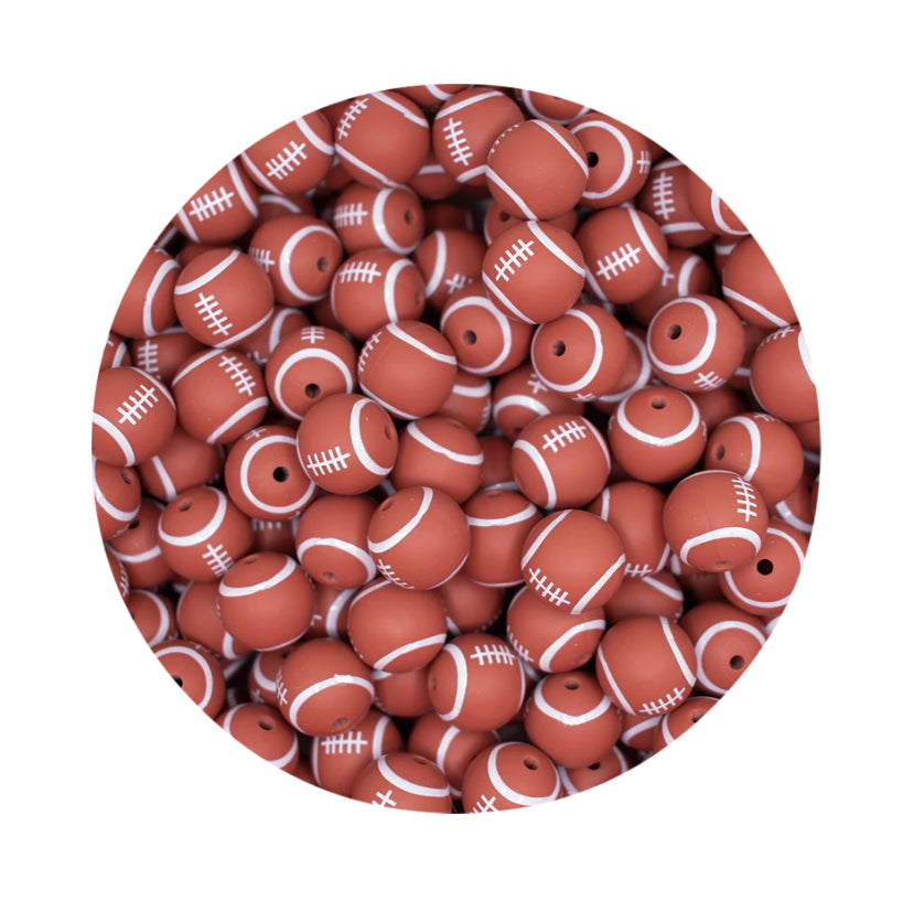 Football Round Silicone Beads