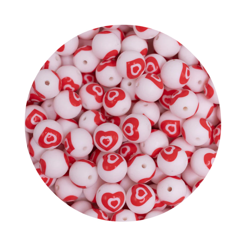 Red Heart Silicone Beads