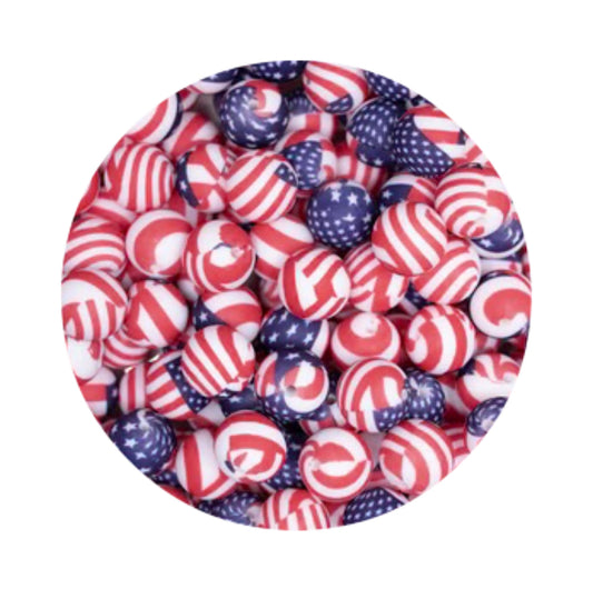 USA Flag Silicone Beads