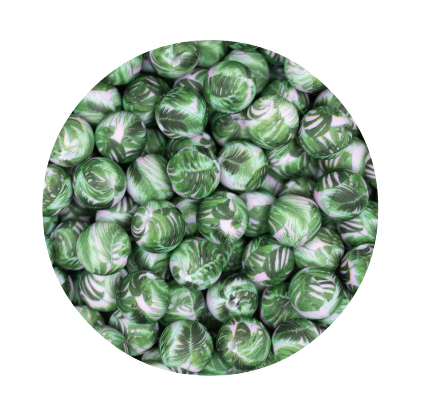 Green Plant Leaves Silicone Beads