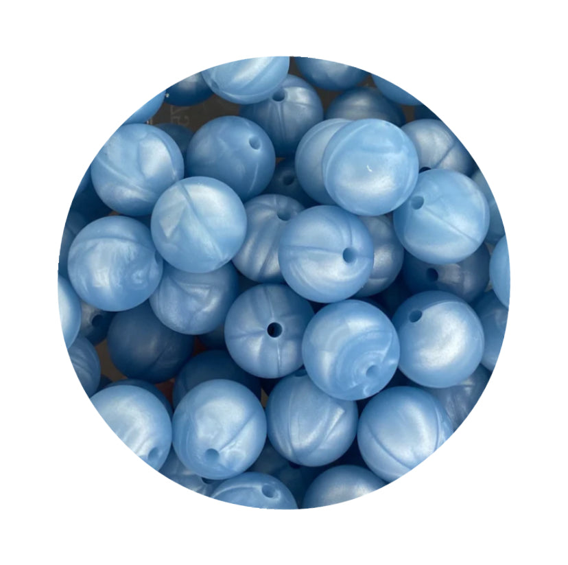 Pearl Blue Silicone Beads