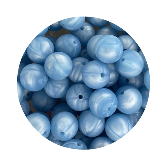 Pearl Blue Silicone Beads
