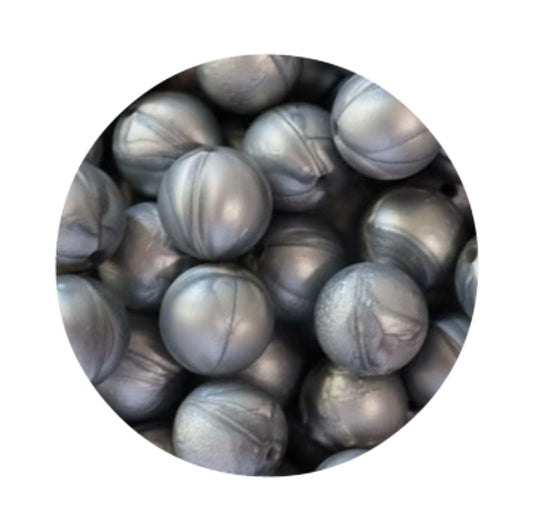 Pearl Silver Silicone Beads