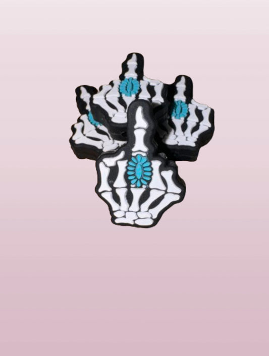 Turquoise Skeleton Middle Finger Focal