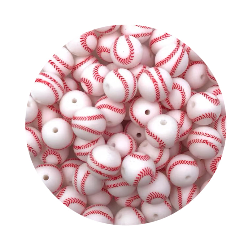 Baseball Silicone Beads