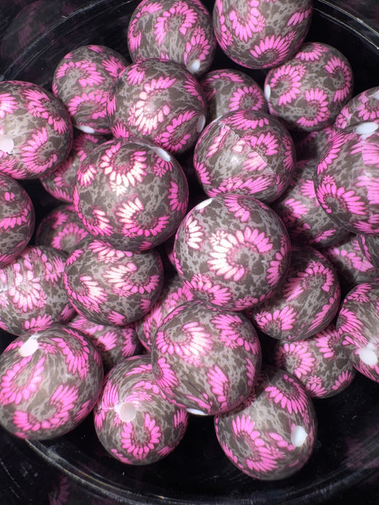 Pink Sunflower Silicone Beads