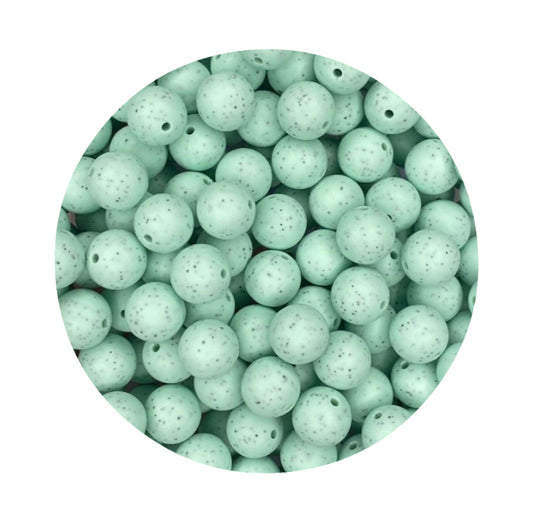 Mint Green Granite Silicone Beads