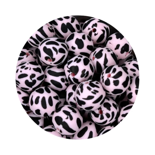 Pink Cow Print Beads