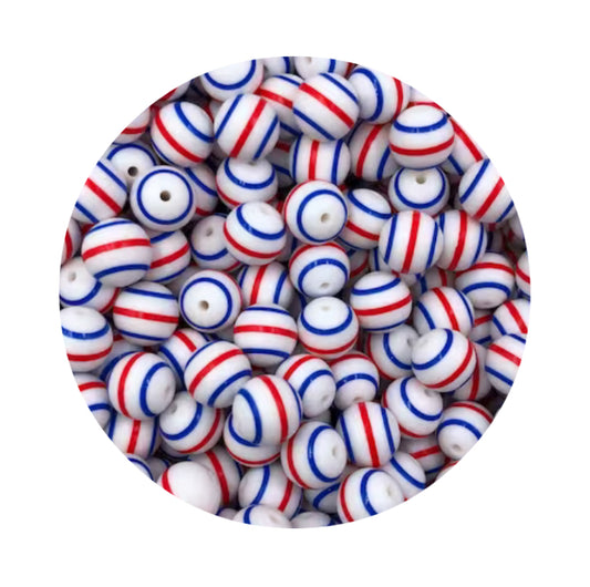 Red White and Blue Striped Silicone beads