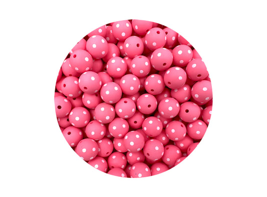 Pink Polka Dot Silicone Beads