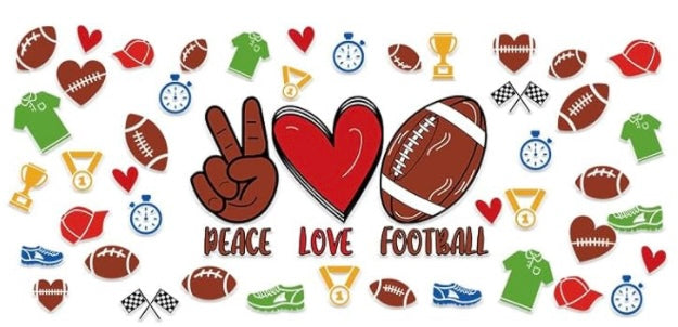 Peace Love Football UV DTF Wrap