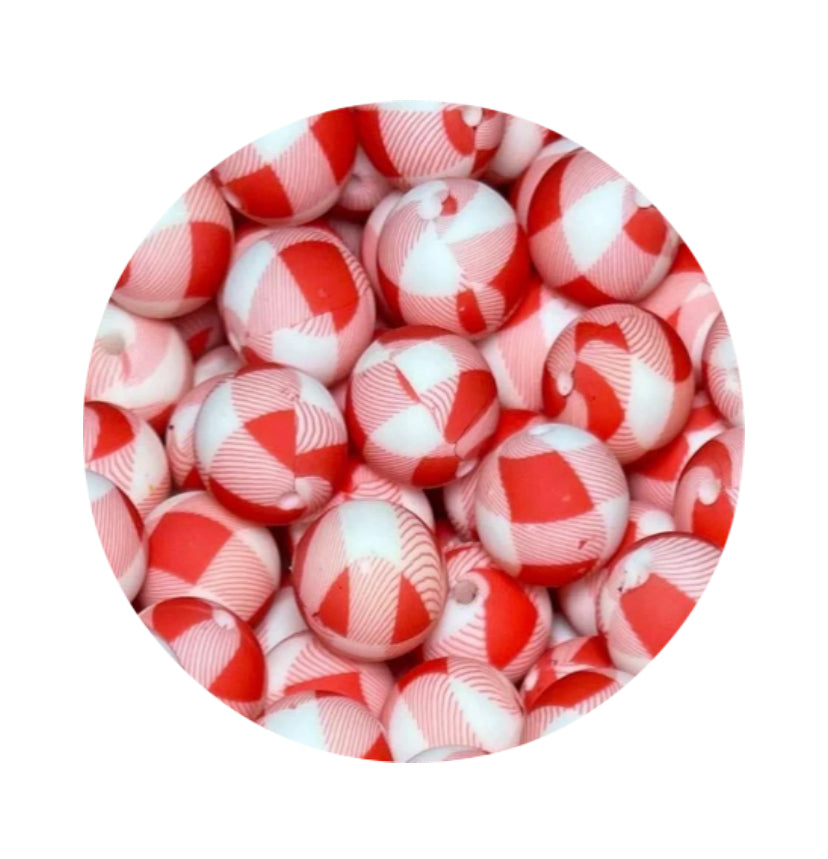 Red Buffalo Plaid Silicone Beads