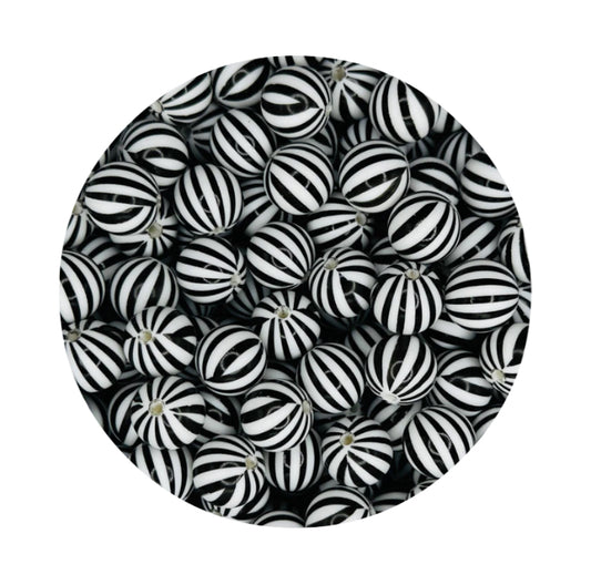 Black & White Stripes Silicone Beads