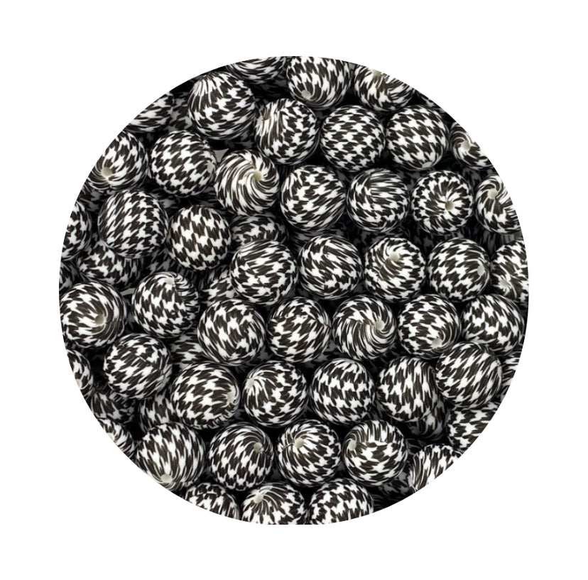 Black Houndstooth Silicone Beads