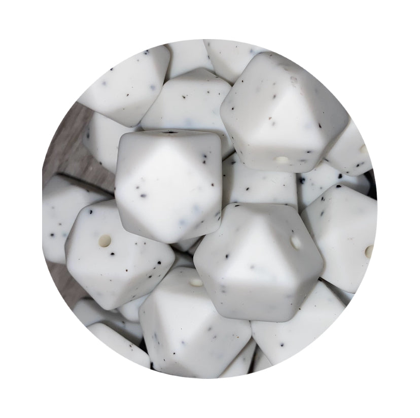 White Stone Hexagon Silicone Beads