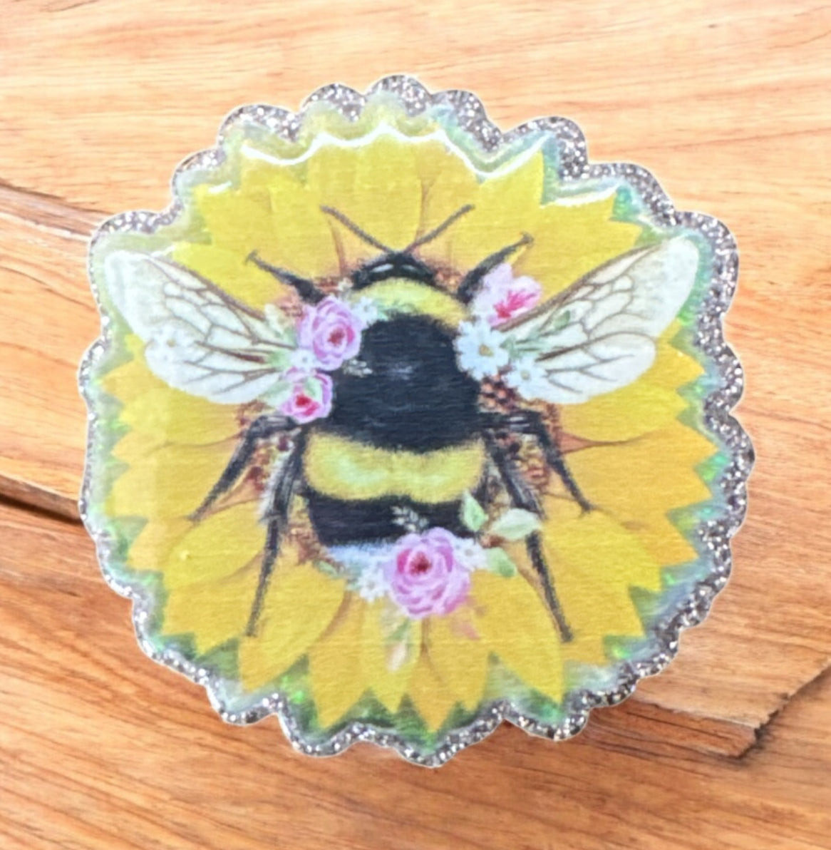 Bee Sunflower Acrylic Flatback