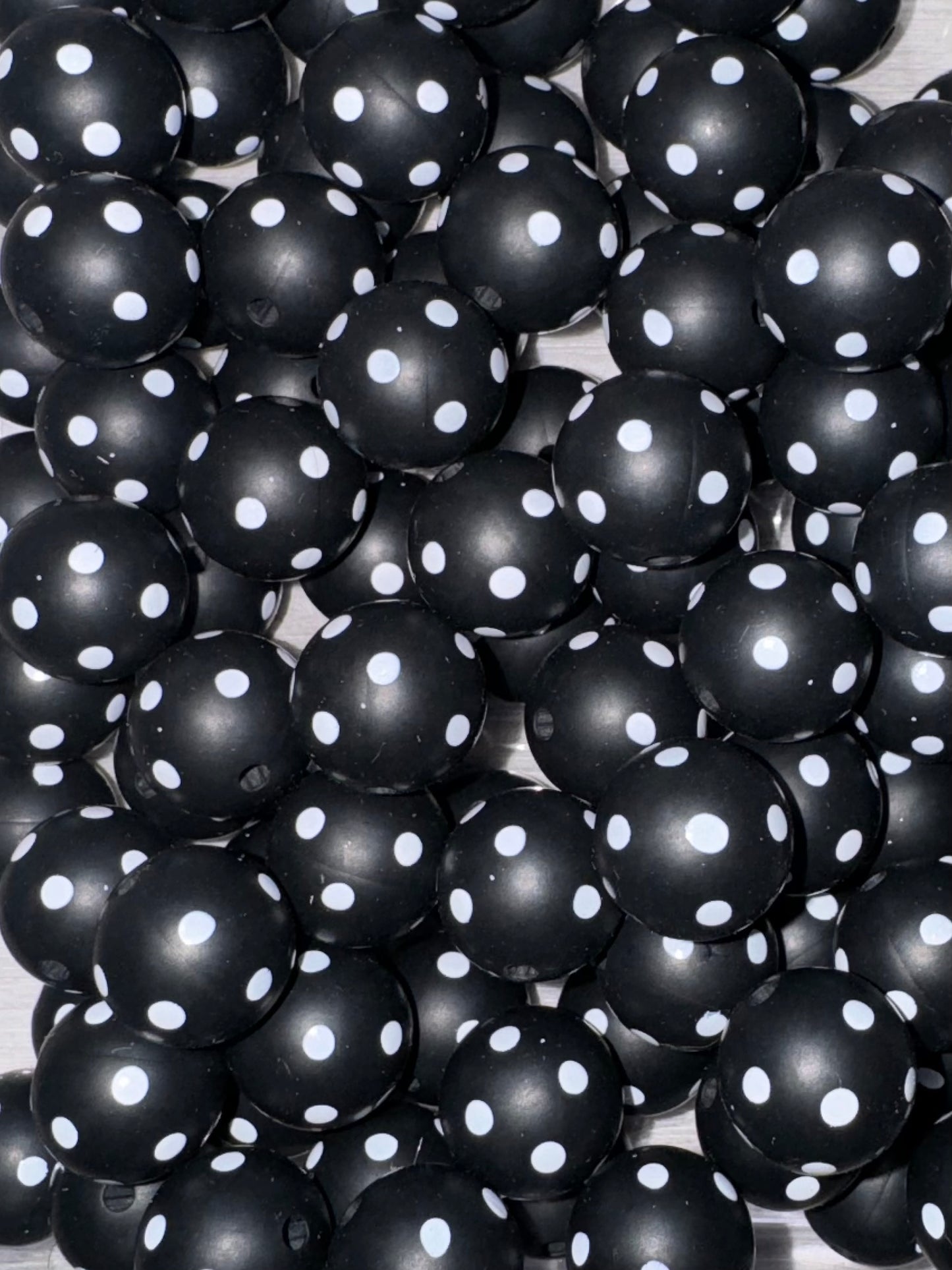 Black Polka Dot Silicone Beads