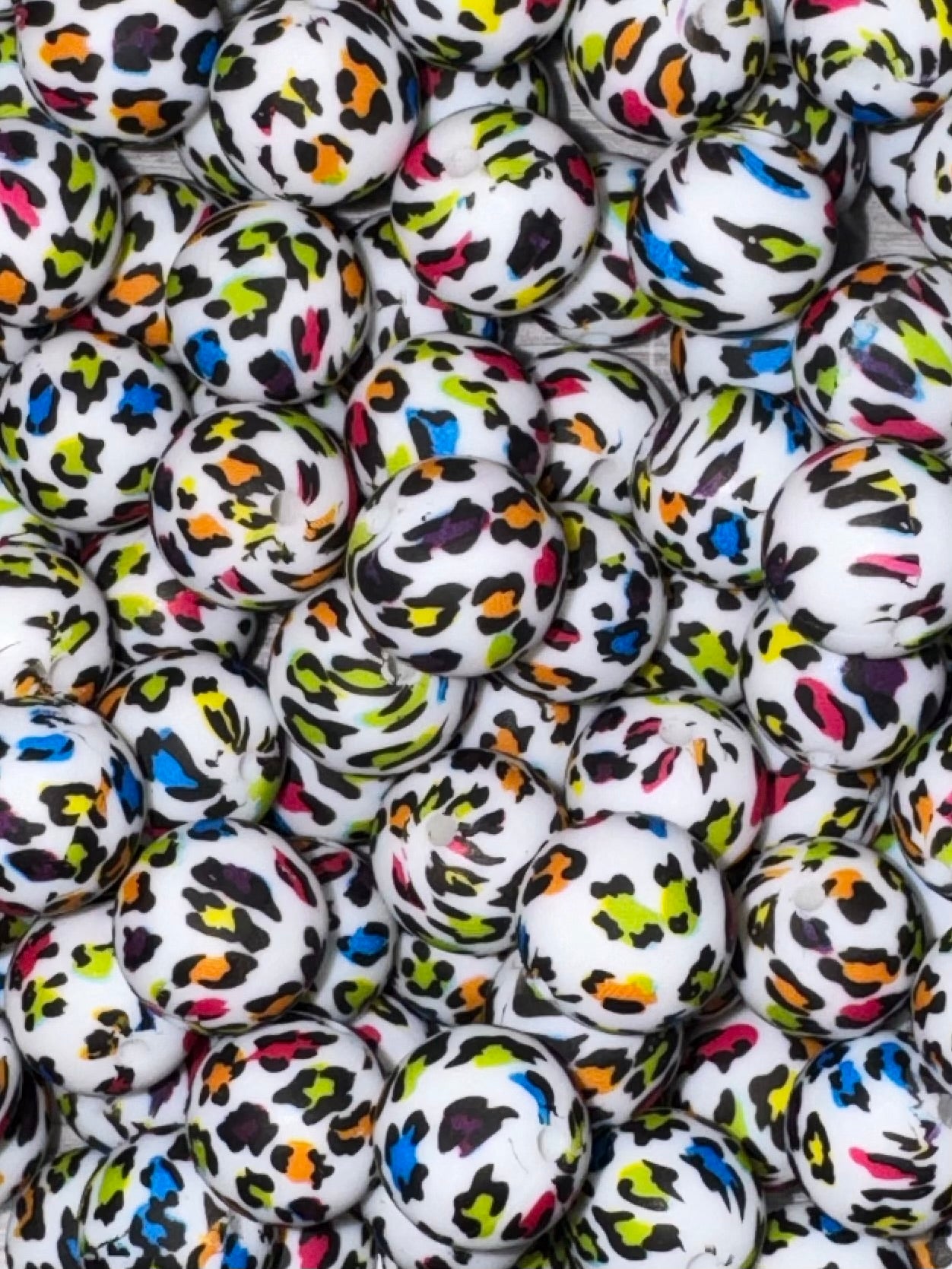 Neon Leopard Print Silicone Beads