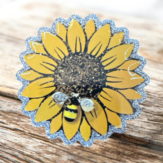 Sunflower Bee Acrylic Flatback