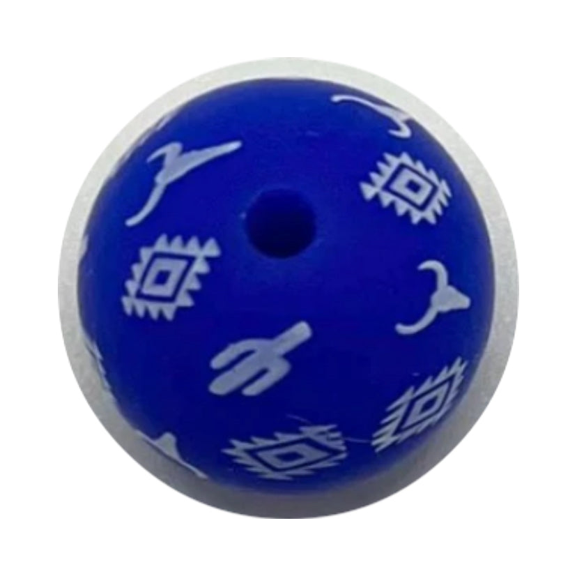 Blue Aztec Silicone Beads