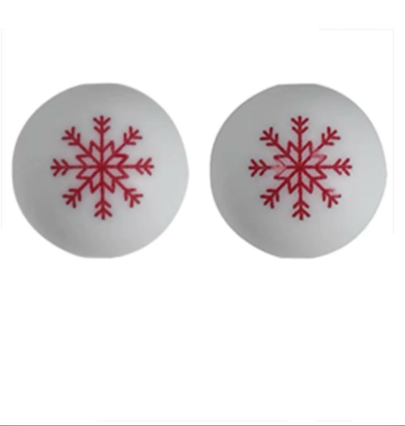 Red Snowflake Silicone Beads