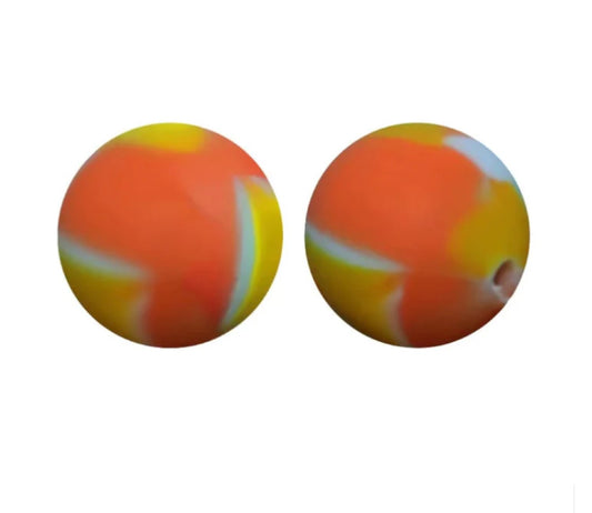 Orange Yellow and Blue Marble Silicone Beads