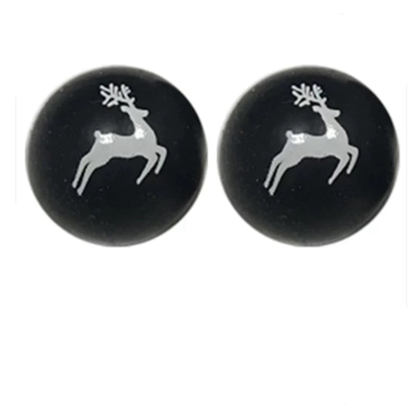 Black with White Reindeer Silicone Beads