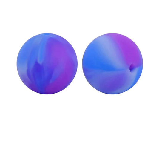 Purple and Blue Marble Silicone Beads