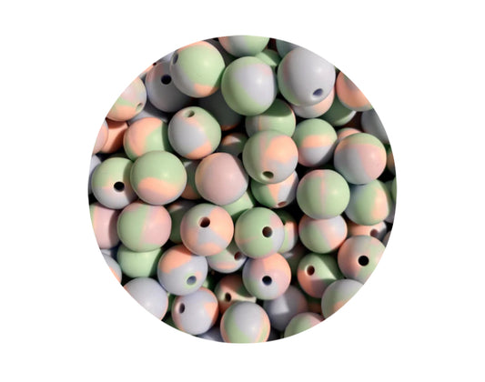 Pink Blue Green Marble Silicone Beads