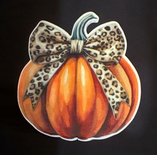 Leopard Bow Pumpkin Acrylic Flatback