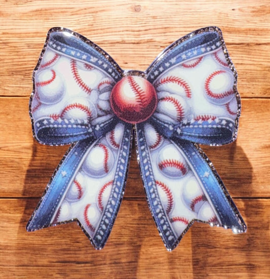 Baseball Bow Acrylic Flatback