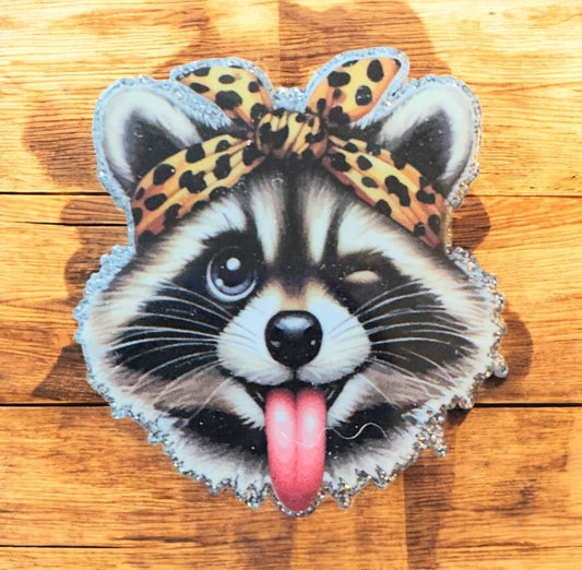 Leopard Bandana Raccoon Acrylic Flatback