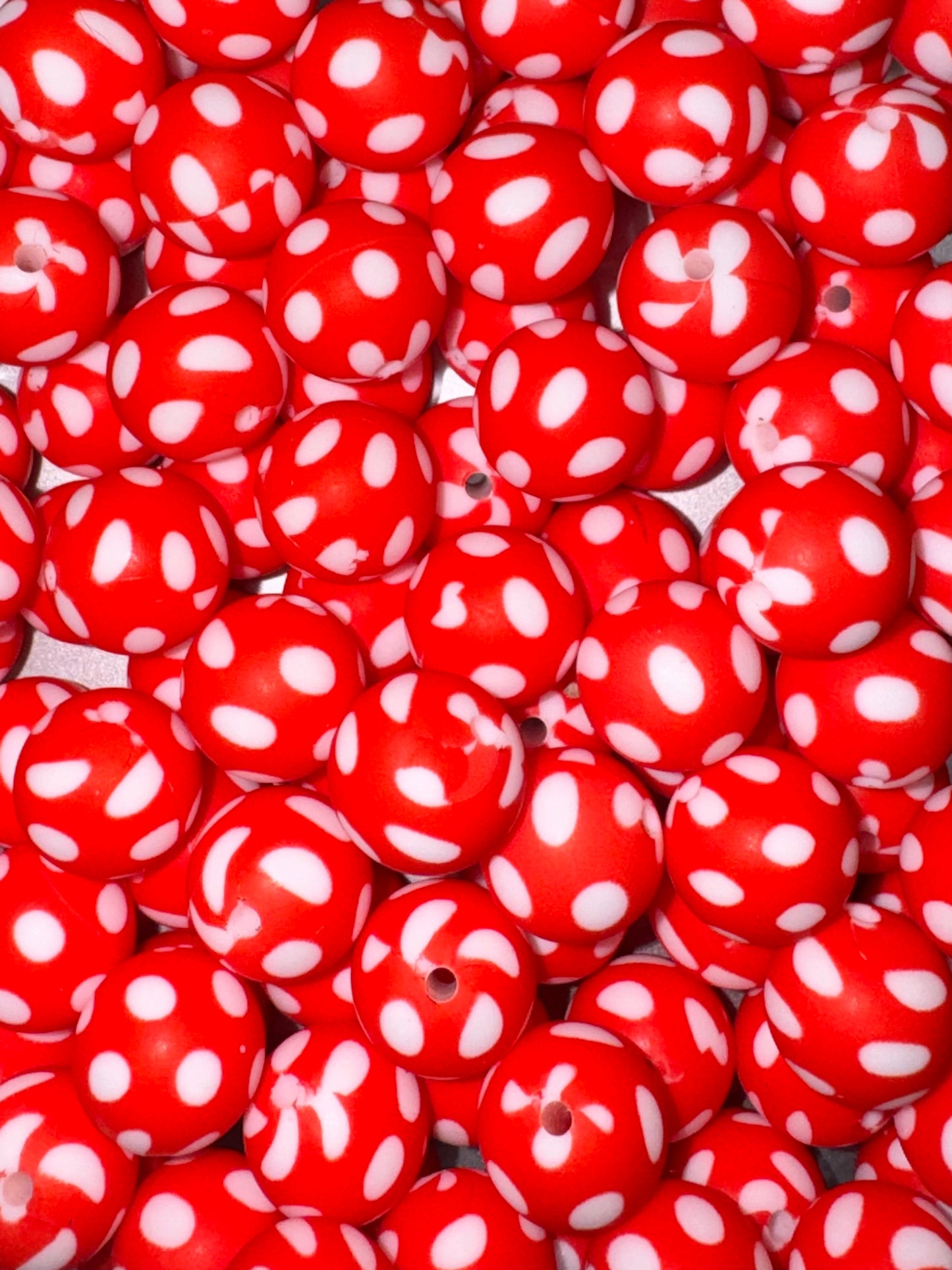 Red Polka Dot Silicone Beads