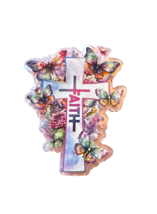 Faith Butterfly Cross Acrylic Flatback