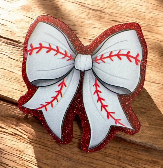 Baseball Bow Acrylic Flatback