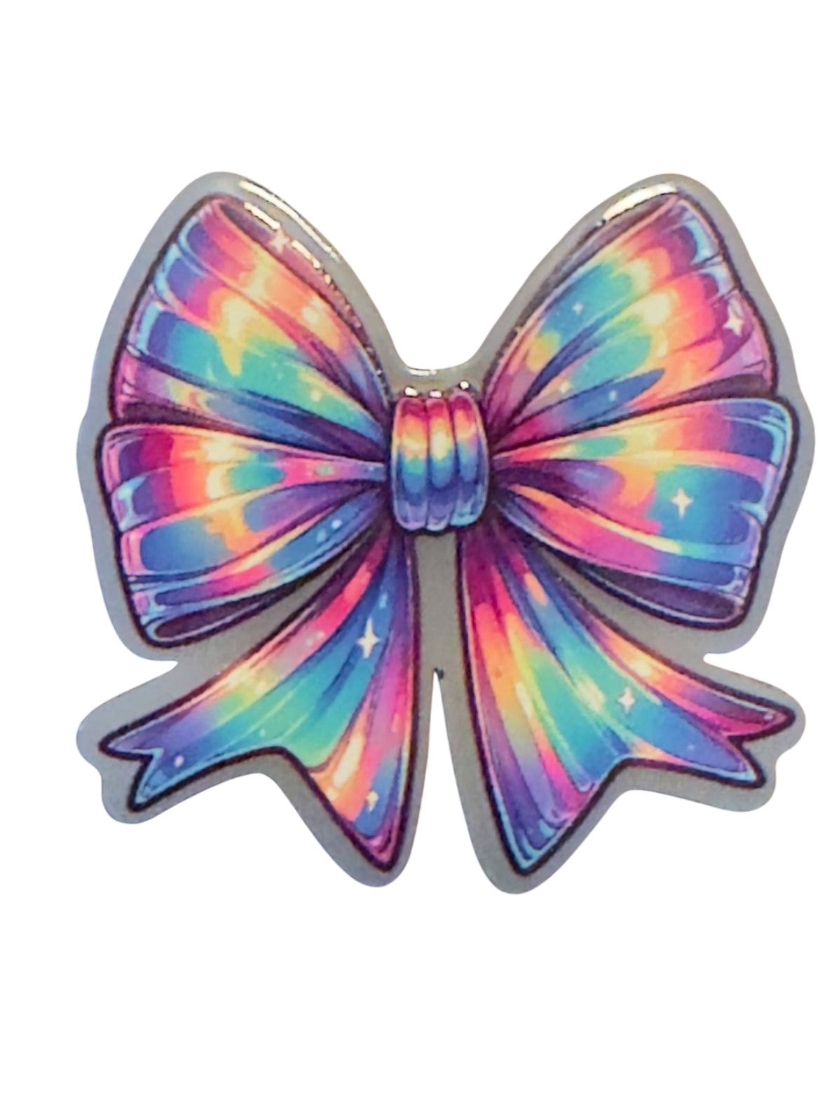 Glow In Dark Rainbow Bow Acrylic Flatback