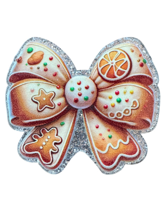 Gingerbread Man Bow Acrylic Flatback